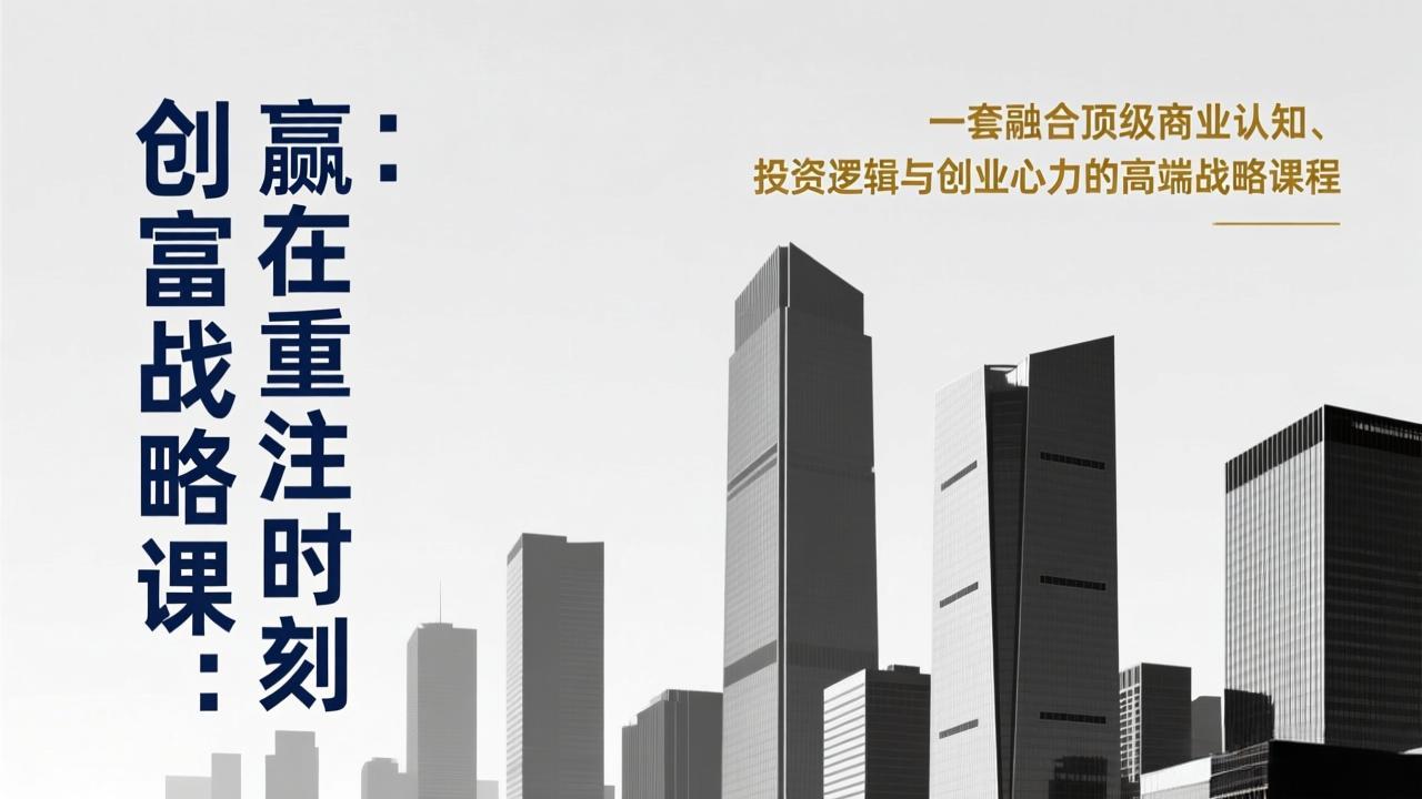 (17337期)《创富战略课:赢在重注时刻》一套融合顶级商业认知、投资逻辑与创业心力的高端战略课程-靠谱项目库