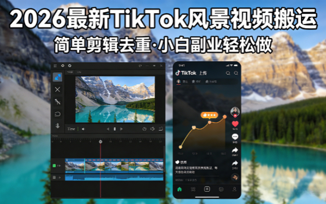 (18001期)2026最新TikTok风景视频搬运简单剪辑去重小白副业月入 8000-靠谱项目库