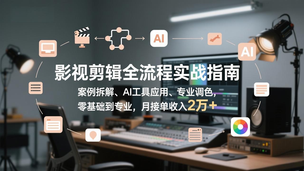 (17338期)影视剪辑全流程实战指南,案例拆解、AI工具应用、专业调色,零基础到专业,月接单收入2万+-靠谱项目库