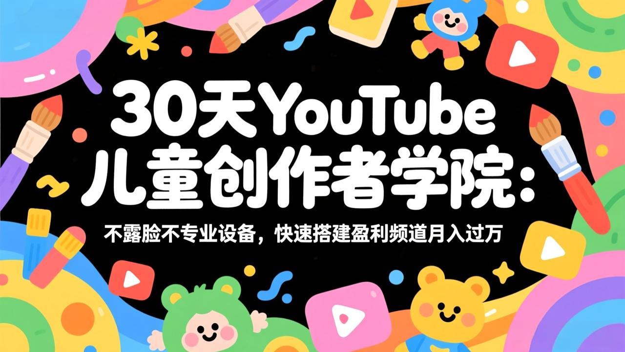 （17554期）30天YouTube儿童创作者学院：不露脸不专业设备，快速搭建盈利频道月入过万-靠谱项目库
