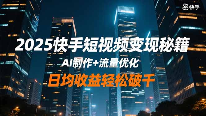 （16487期）2025快手短视频变现秘籍，AI制作+流量优化，日均收益轻松破千-靠谱项目库