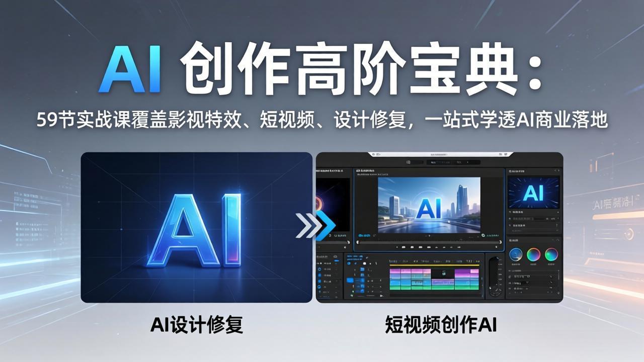 (17887期)AI 创作高阶宝典:59节实战课覆盖影视特效、短视频、设计修复,一站式学透AI商业落地-靠谱项目库