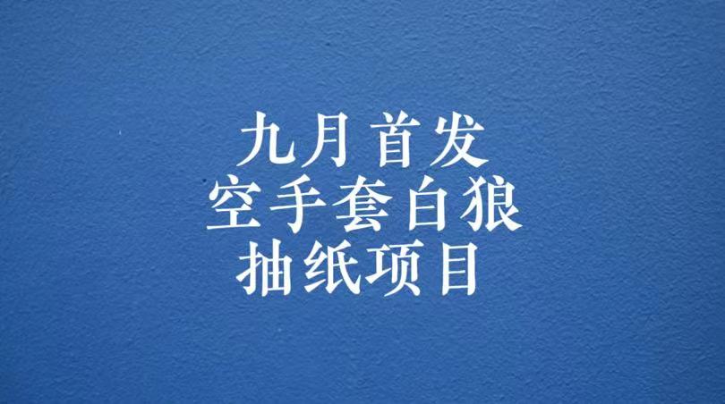 0成本，日入100-500空手套白狼抽纸项目，保姆级教学-靠谱项目库