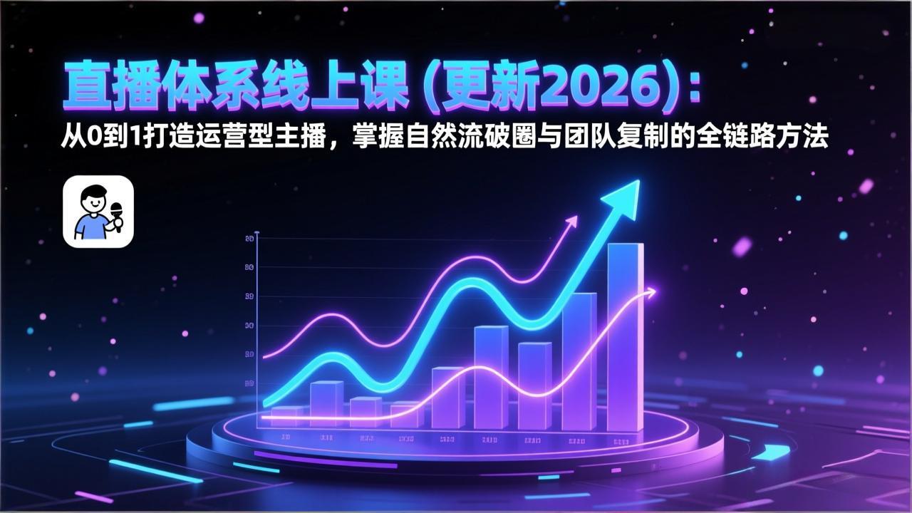 （17256期）直播体系线上课(更新2026)：从0到1打造运营型主播，掌握自然流破圈与团队复制的全链路方法-靠谱项目库