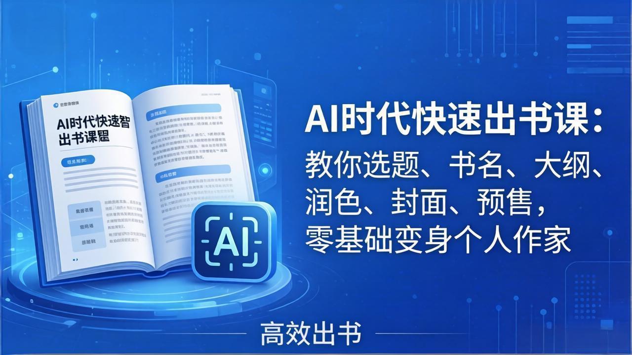 (17865期)AI时代7天闪电出书课:教你选题、书名、大纲、润色、封面、预售,零基础变身个人作家-靠谱项目库