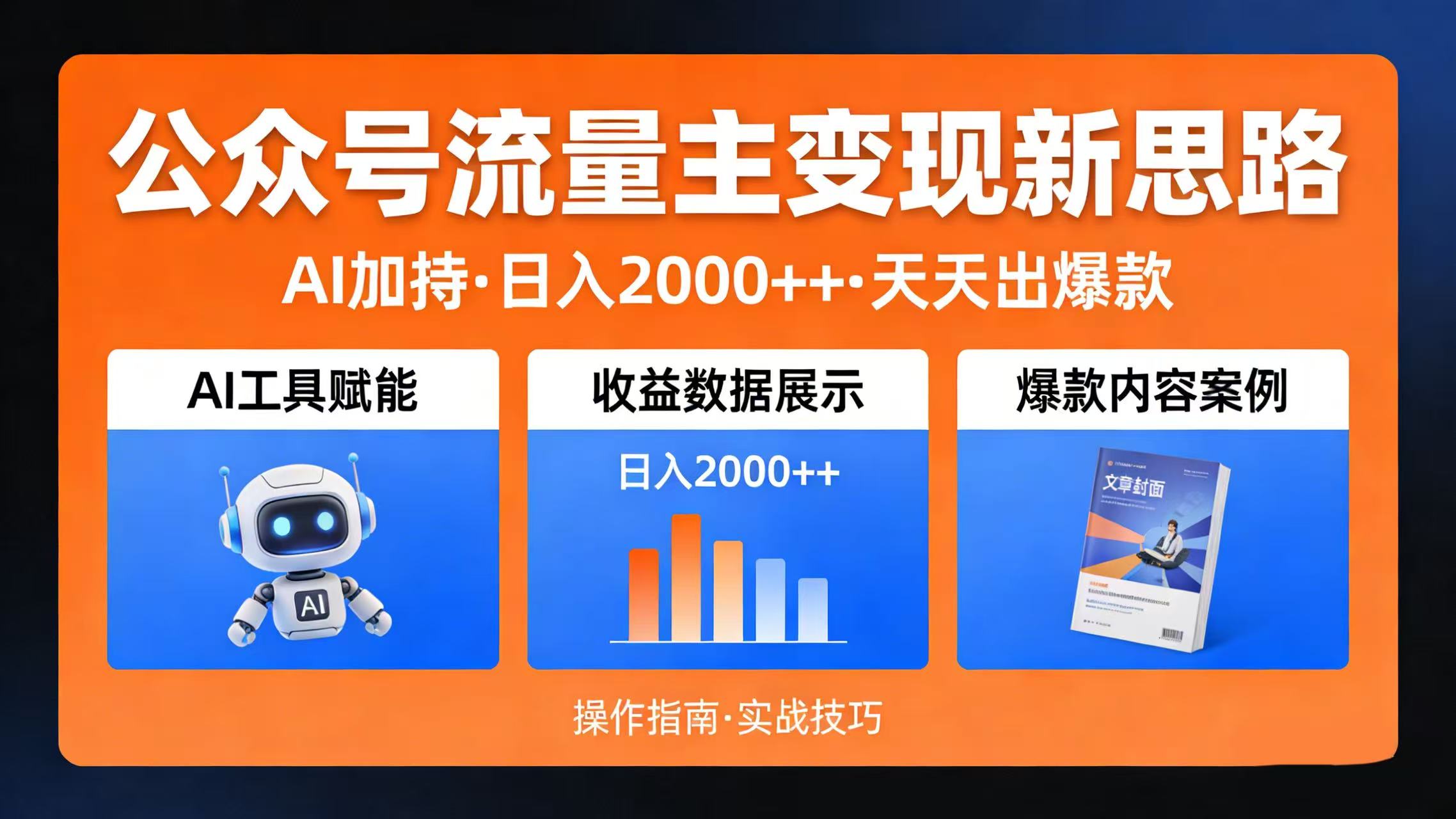 公众号流量主变现新思路:AI 加持,日入 2000++ 天天出爆款-靠谱项目库
