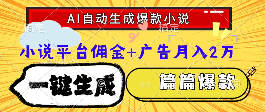 (15051期)Ai自动生成网文爆款小说,一件生成小说大纲、故事情节,每篇都是爆款,…-靠谱项目库