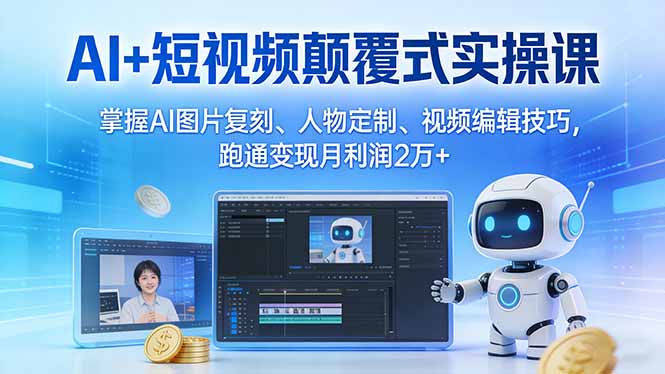 （17454期）AI+短视频颠覆式实操课：掌握AI图片复刻、人物定制、视频编辑技巧，跑通变现月利润2万+-靠谱项目库