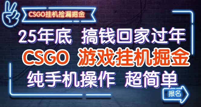 （16343期）25年底搞钱回家过年，CSGO游戏挂机掘金，纯手机操作超简单-靠谱项目库