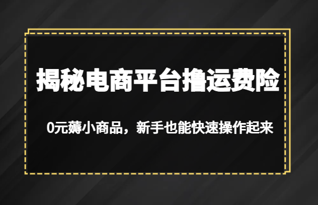 揭秘电商平台撸运费险，0元薅小商品，新手也能快速操作起来-靠谱项目库