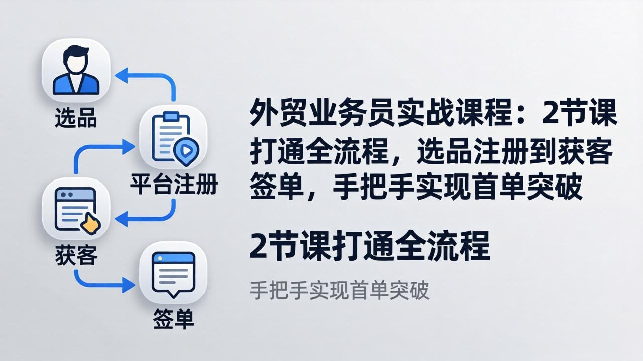 (17770期)外贸业务员实战课程:2节课打通全流程,选品注册到获客签单,手把手实现首单突破-靠谱项目库