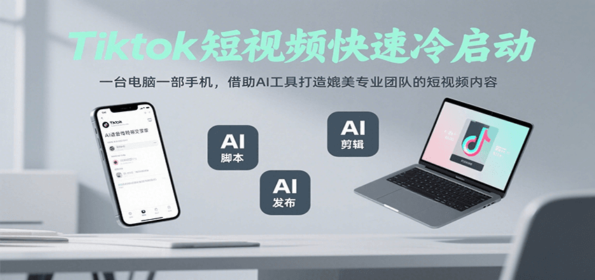 Tiktok短视频快速冷启动,一台电脑一部手机,借助AI工具打造媲美专业团队的短视频内容-靠谱项目库