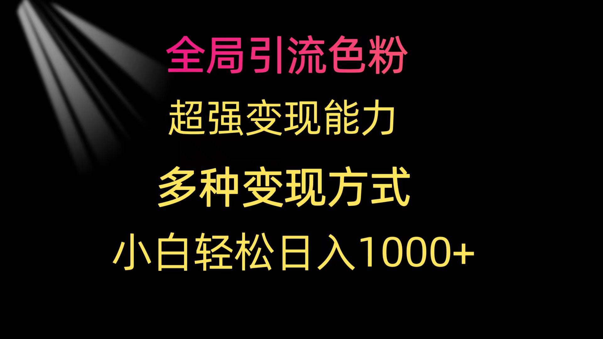 全局引流色粉 超强变现能力 多种变现方式 小白轻松日入1000+-靠谱项目库
