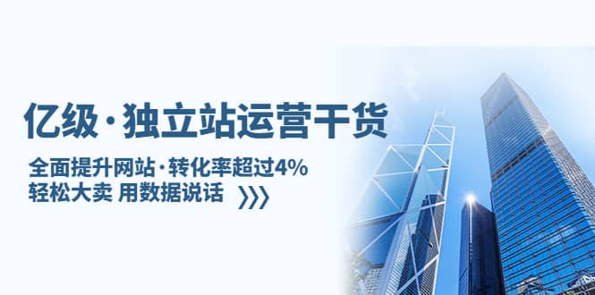 独立站运营干货:全面提升网站·转化率超过4%,轻松大卖 用数据说话-靠谱项目库