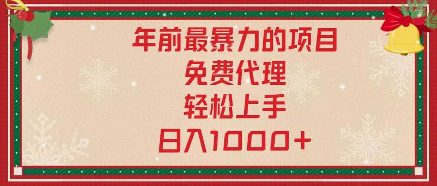 （13773期）年前最暴力的项目，免费代理，轻松上手，日入1000+-靠谱项目库