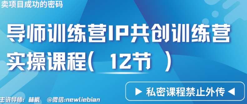 导师训练营3.0IP共创训练营私密实操课程（12节）-卖项目的密码成功秘诀【揭秘】-靠谱项目库