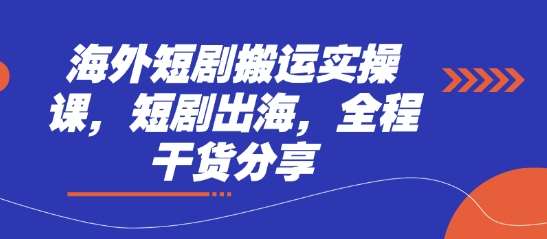 海外短剧搬运实操课,短剧出海,全程干货分享-靠谱项目库