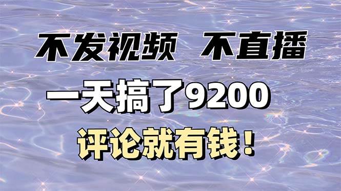 (14018期)不发作品不直播,评论就有钱,一条最高10块,一天搞了9200-靠谱项目库