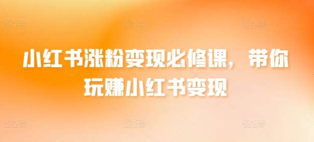 小红书涨粉变现必修课，带你玩赚小红书变现-靠谱项目库