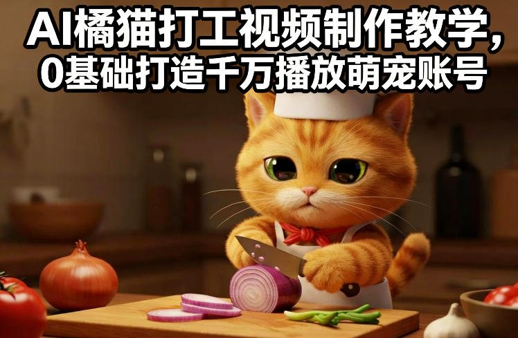 AI橘猫打工视频制作教学，流量狂飙，0基础打造千万播放萌宠账号-靠谱项目库