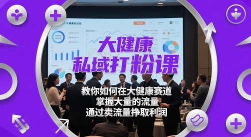大健康私域打粉课,教你如何在大健康赛道,掌握大量的流量,通过卖流量挣取利润-靠谱项目库