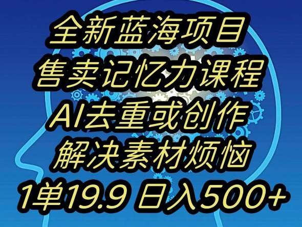 蓝海项目记忆力提升，AI去重，一单19.9日入500+【揭秘】-靠谱项目库