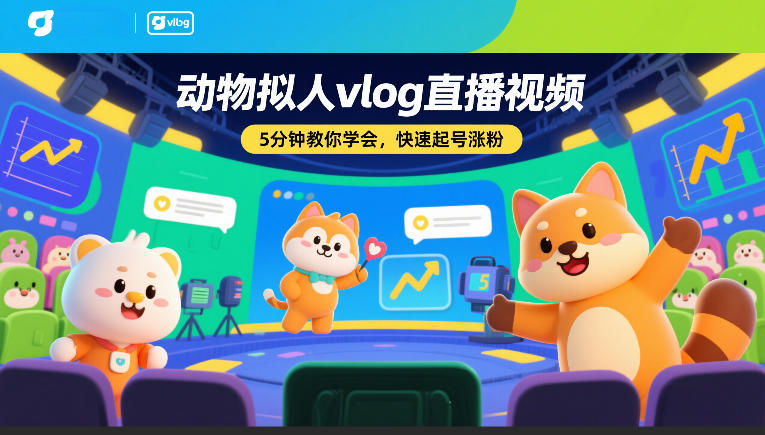 动物拟人vlog直播视频，5分钟教你学会，快速起号涨粉-靠谱项目库