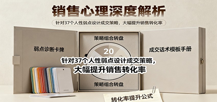 销售心理深度解析:针对37个人性弱点设计成交策略,大幅提升销售转化率!-靠谱项目库