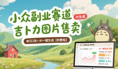 小众副业赛道 吉卜力图片售卖 单日2张+ AI一键生成【附教程】-靠谱项目库
