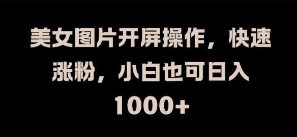 美女图片开屏操作,快速涨粉,小白也可日入1k【揭秘】-靠谱项目库