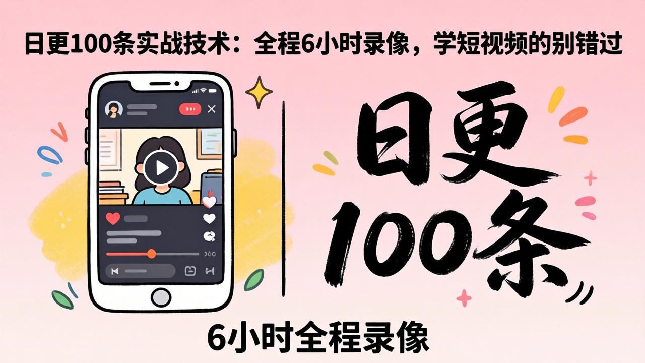 (18097期)某工作坊东莞2026年4月12线下课:日更100条实战:全程6小时录像,学短视频的别错过-靠谱项目库