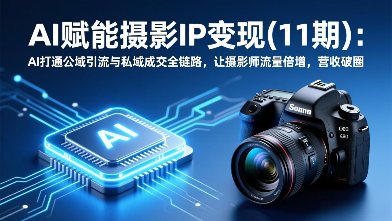 （17558期）AI赋能摄影IP变现(11期)：AI打通公域引流与私域成交全链路，让摄影师流量倍增，营收破圈-靠谱项目库