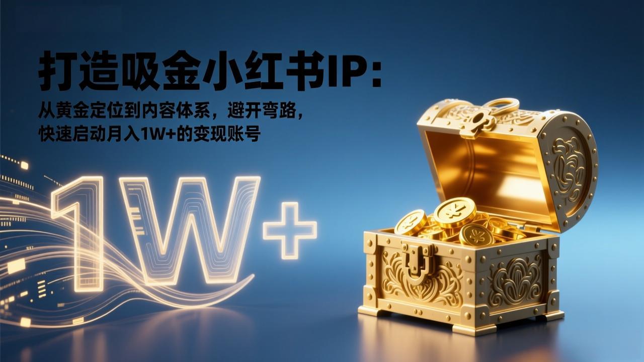 （17227期）打造吸金小红书IP：从黄金定位到内容体系，避开弯路，快速启动月入1W+的变现账号-靠谱项目库