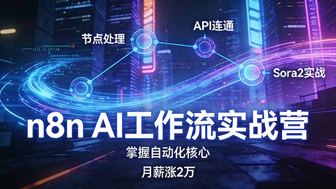 （17458期）n8n AI工作流实战营，节点处理+API连通+Sora2实战，掌握自动化核心月薪涨2万-靠谱项目库