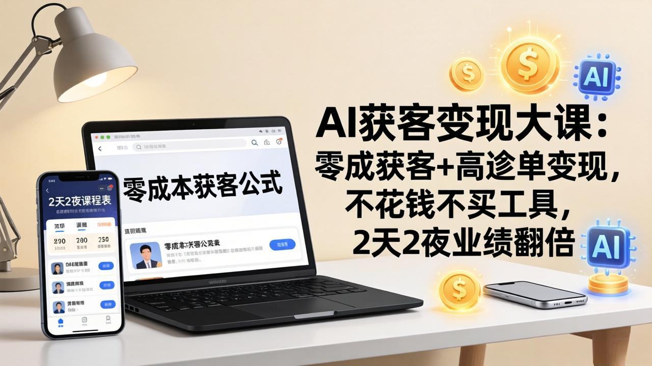 （17735期）AI获客变现大课：零成本获客+高客单变现，不花钱不买工具，2天2夜业绩翻倍-靠谱项目库