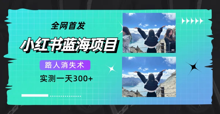 全网首发，小红书蓝海项目，路人消失术，实测一天300+（教程+工具）-靠谱项目库
