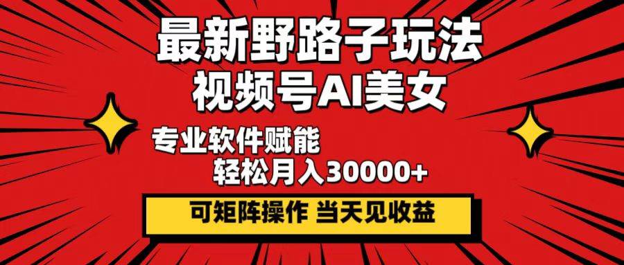 （12798期）最新野路子玩法，视频号AI美女，当天见收益，轻松月入30000＋-靠谱项目库