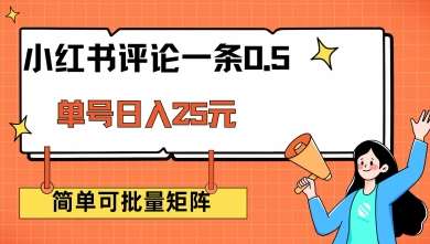小红书评论一条0.5元 单账号一天可得25元 可矩阵操作 简单无脑靠谱【揭秘】-靠谱项目库