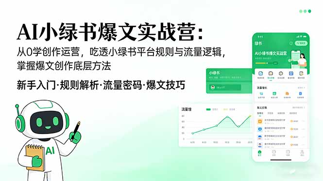 (17670期)AI 小绿书爆文实战营:从0学创作运营,吃透小绿书平台规则与流量逻辑,掌握爆文创作底层方法-靠谱项目库