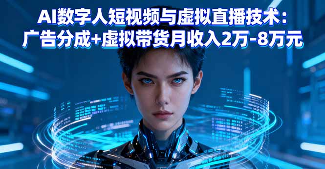 (16148期)AI数字人短视频与虚拟直播技术:广告分成+虚拟带货月收入2万-8万元-靠谱项目库