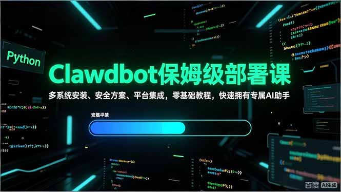 （17343期）Clawdbot保姆级部署课，多系统安装、安全方案、平台集成，零基础教程，快速拥有专属AI助手-靠谱项目库