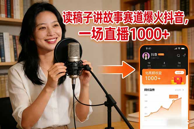 (17073期)读稿子讲故事赛道爆火抖音,一场直播日入1000+-靠谱项目库