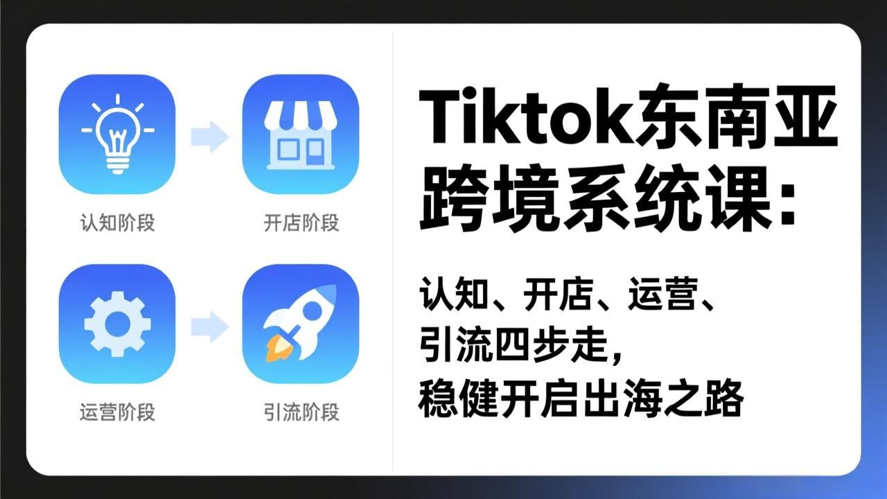 (17243期)TikTok东南亚跨境系统课:认知、开店、运营、引流四步走,稳健开启出海之路-靠谱项目库