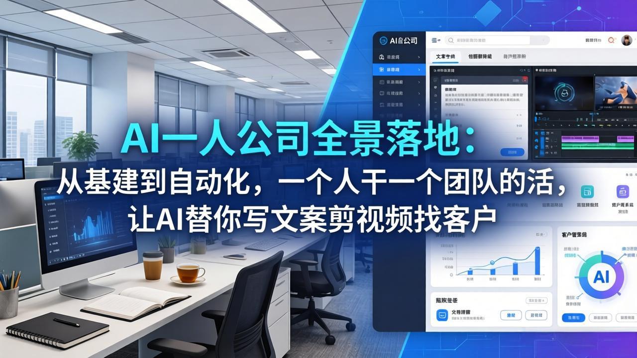 （17939期）AI一人公司全景落地：从基建到自动化，一个人干一个团队的活，让AI替你写文案剪视频找客户-靠谱项目库