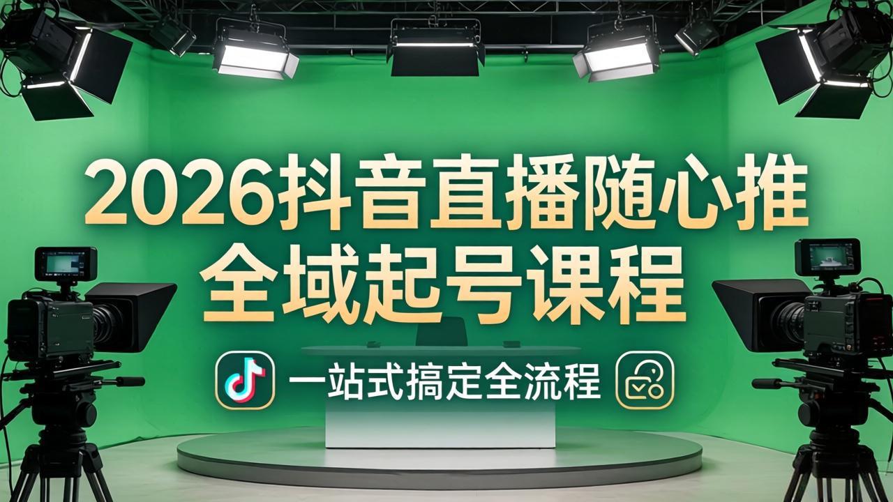 (18050期)2026抖音直播随心推全域起号课程:一站式搞定直播起号、稳号、放量全流程(更新4月)-靠谱项目库