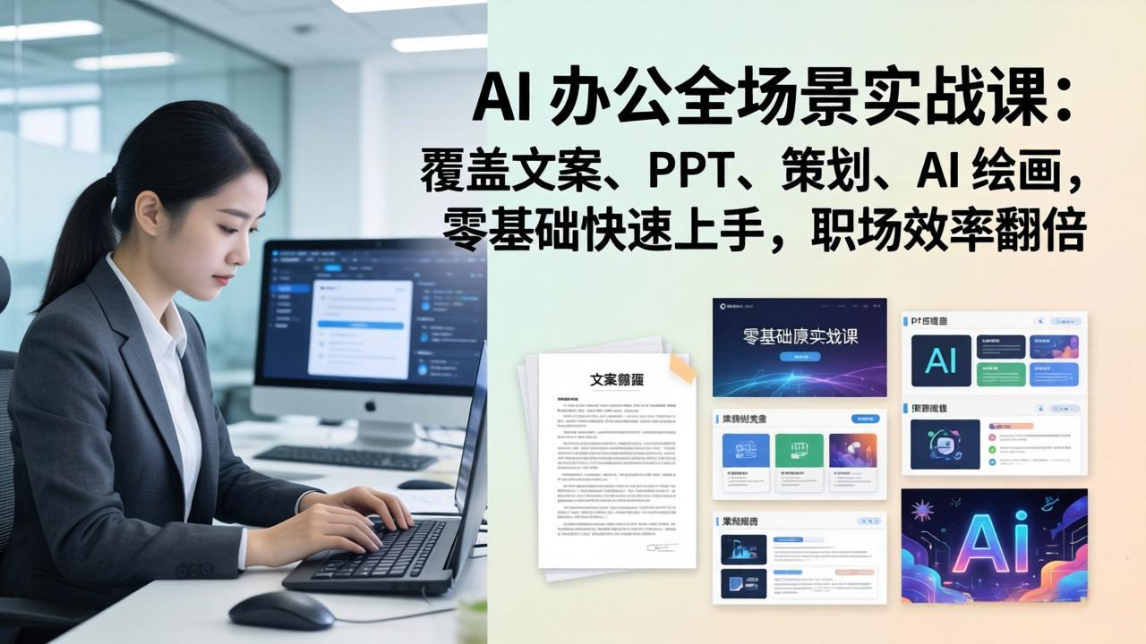 （17732期） AI 办公全场景实战课：覆盖文案、PPT、策划、AI 绘画，零基础快速上手，职场效率翻倍-靠谱项目库