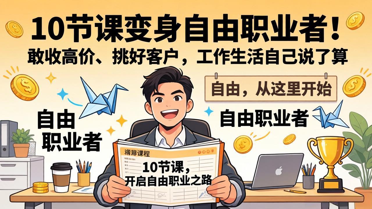 (17663期)10 节课变身自由职业者!敢收高价、挑好客户,工作生活自己说了算-靠谱项目库