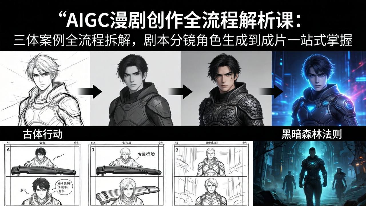 (17879期)AIGC漫剧创作全流程解析课:三体案例全流程拆解,剧本分镜角色生成到成片一站式掌握-靠谱项目库