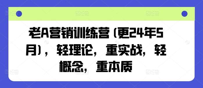 老A营销训练营(更24年6月)，轻理论，重实战，轻概念，重本质-靠谱项目库