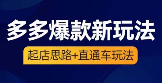 2023拼多多爆款·新玩法：起店思路+直通车玩法（3节精华课）-靠谱项目库